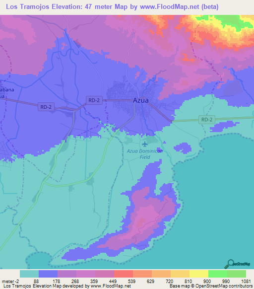 Los Tramojos,Dominican Republic Elevation Map