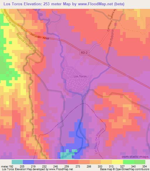 Los Toros,Dominican Republic Elevation Map