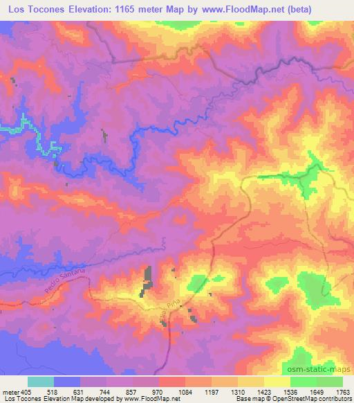 Los Tocones,Dominican Republic Elevation Map