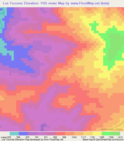 Los Tocones,Dominican Republic Elevation Map