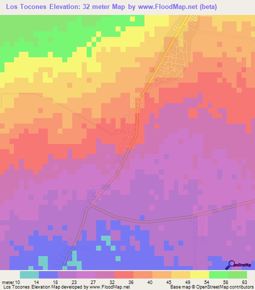 Los Tocones,Dominican Republic Elevation Map