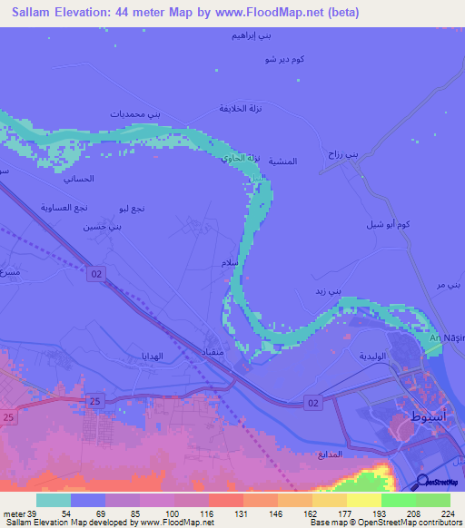 Sallam,Egypt Elevation Map