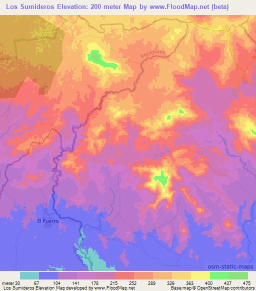 Los Sumideros,Dominican Republic Elevation Map