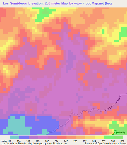 Los Sumideros,Dominican Republic Elevation Map