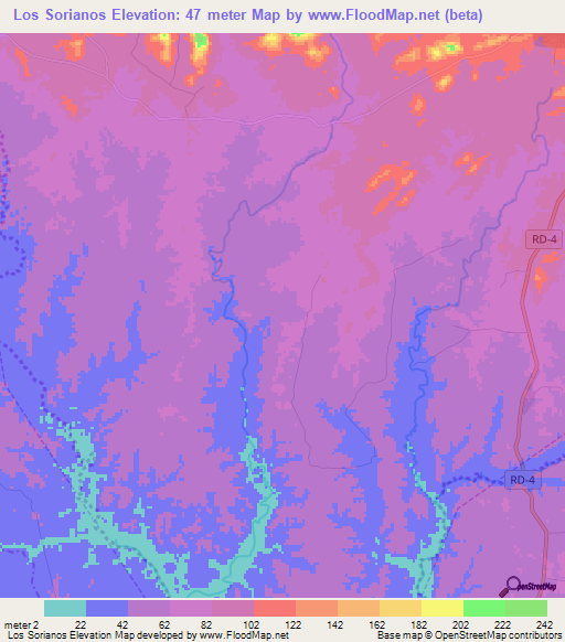 Los Sorianos,Dominican Republic Elevation Map