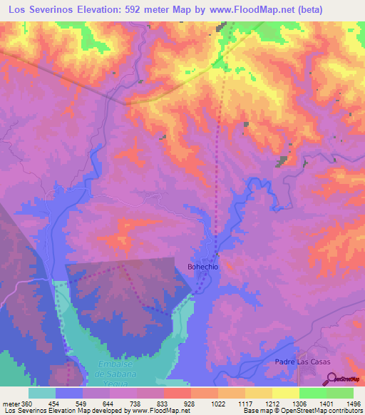 Los Severinos,Dominican Republic Elevation Map