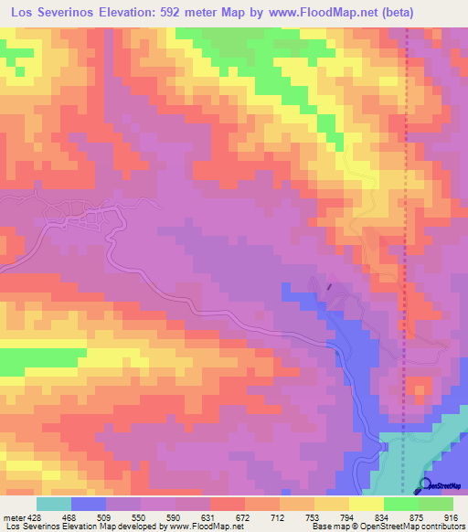 Los Severinos,Dominican Republic Elevation Map