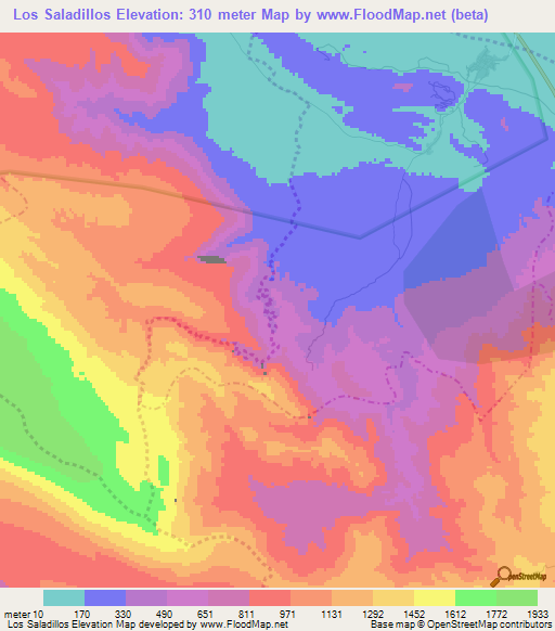 Los Saladillos,Dominican Republic Elevation Map