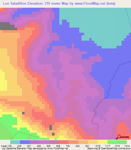 Los Saladillos,Dominican Republic Elevation Map