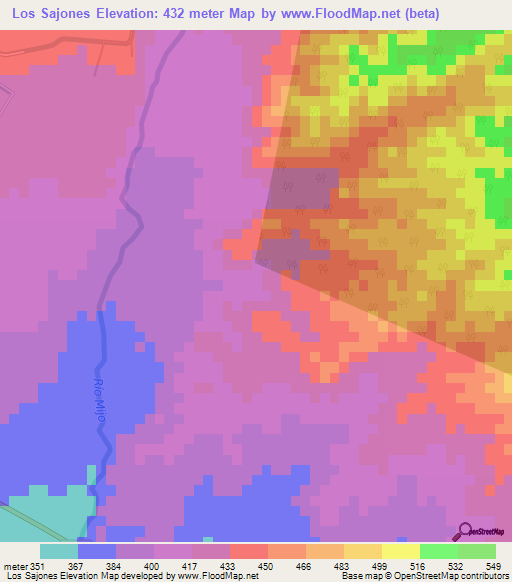 Los Sajones,Dominican Republic Elevation Map