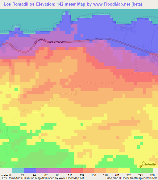 Los Romadillos,Dominican Republic Elevation Map