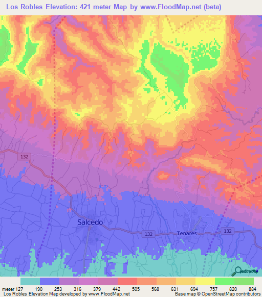 Los Robles,Dominican Republic Elevation Map