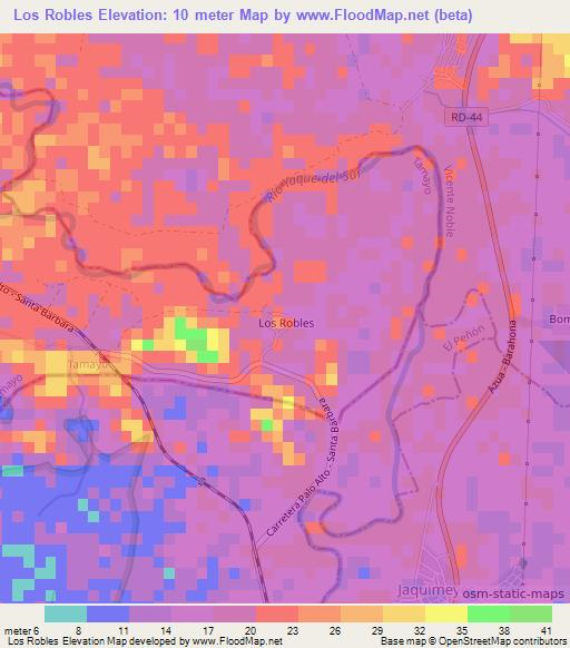 Los Robles,Dominican Republic Elevation Map