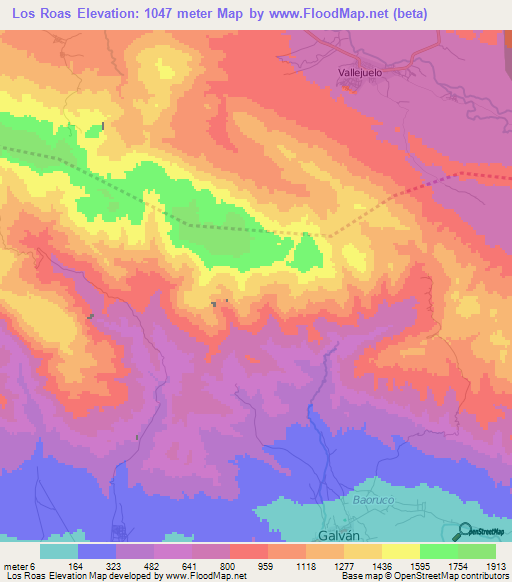 Los Roas,Dominican Republic Elevation Map