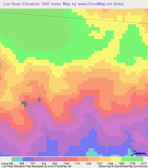 Los Roas,Dominican Republic Elevation Map