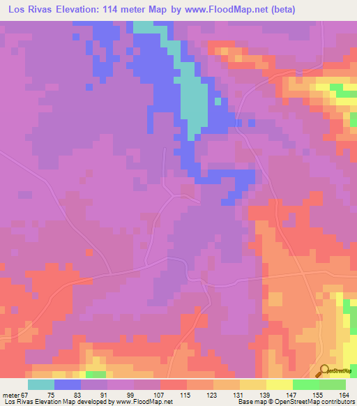 Los Rivas,Dominican Republic Elevation Map