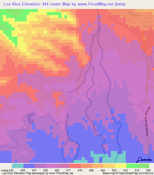 Los Rios,Dominican Republic Elevation Map