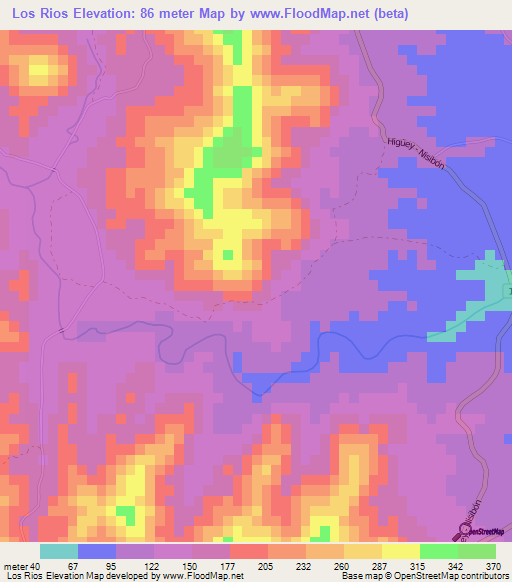 Los Rios,Dominican Republic Elevation Map