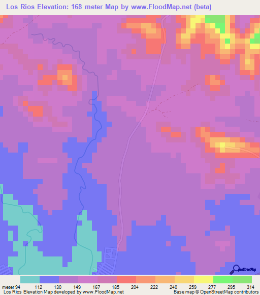 Los Rios,Dominican Republic Elevation Map