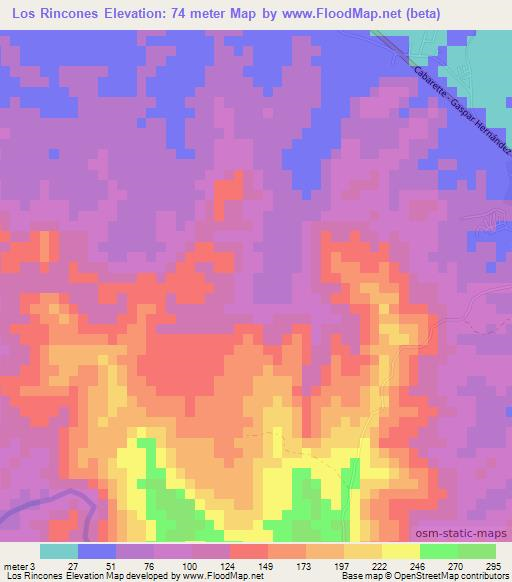 Los Rincones,Dominican Republic Elevation Map