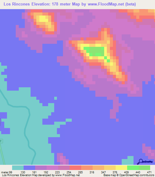 Los Rincones,Dominican Republic Elevation Map