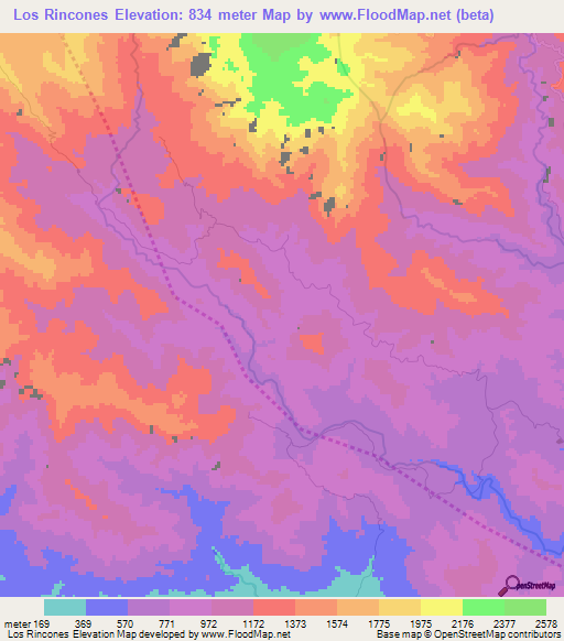 Los Rincones,Dominican Republic Elevation Map