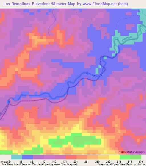 Los Remolinas,Dominican Republic Elevation Map