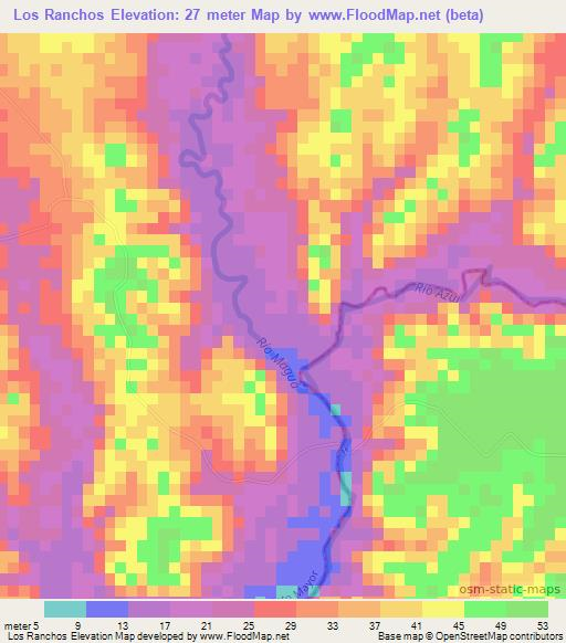 Los Ranchos,Dominican Republic Elevation Map