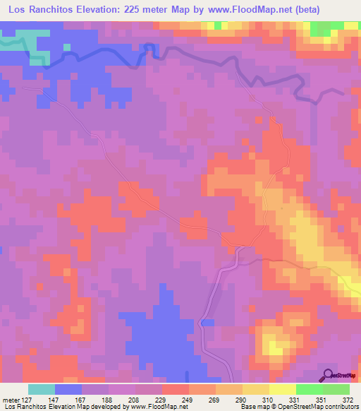 Los Ranchitos,Dominican Republic Elevation Map