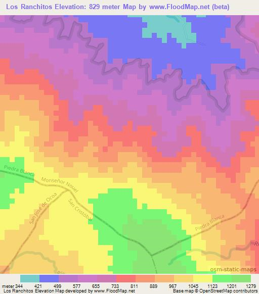 Los Ranchitos,Dominican Republic Elevation Map