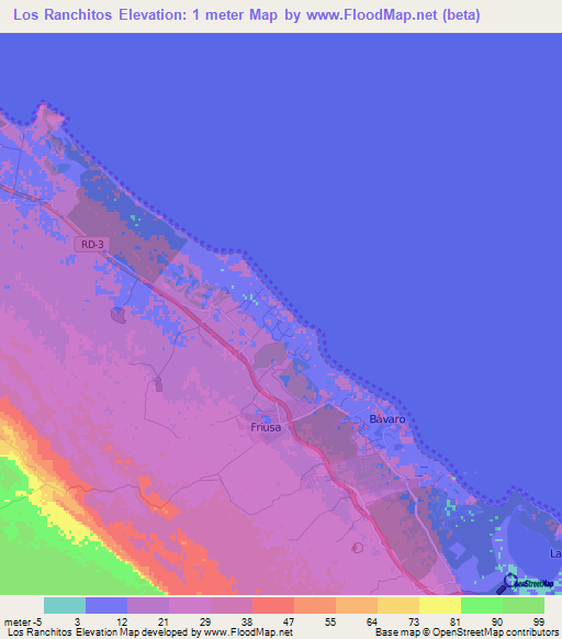 Los Ranchitos,Dominican Republic Elevation Map