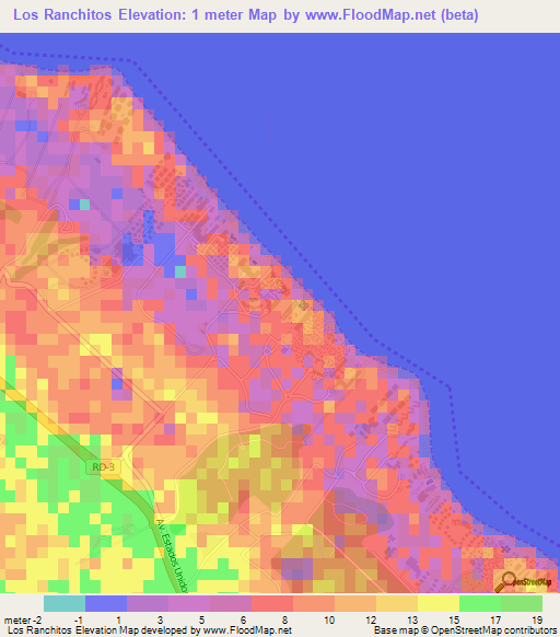 Los Ranchitos,Dominican Republic Elevation Map