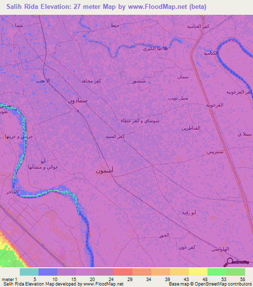 Salih Rida,Egypt Elevation Map