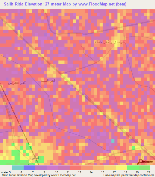 Salih Rida,Egypt Elevation Map