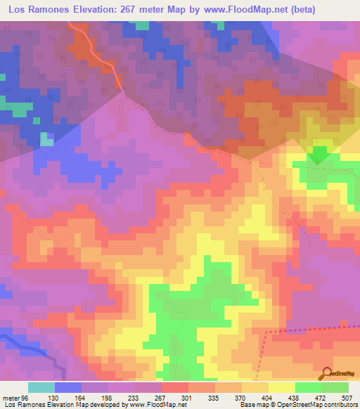 Los Ramones,Dominican Republic Elevation Map