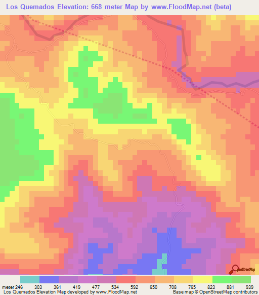 Los Quemados,Dominican Republic Elevation Map