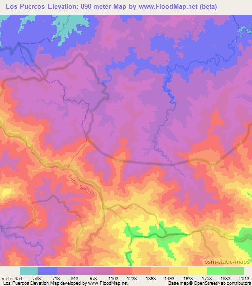 Los Puercos,Dominican Republic Elevation Map