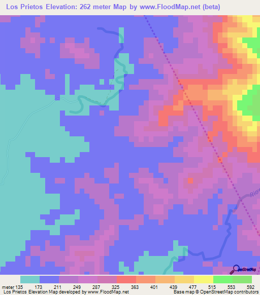 Los Prietos,Dominican Republic Elevation Map