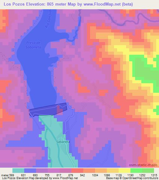 Los Pozos,Dominican Republic Elevation Map