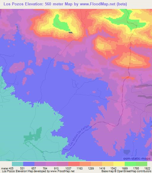 Los Pozos,Dominican Republic Elevation Map