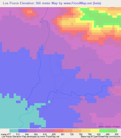 Los Pozos,Dominican Republic Elevation Map