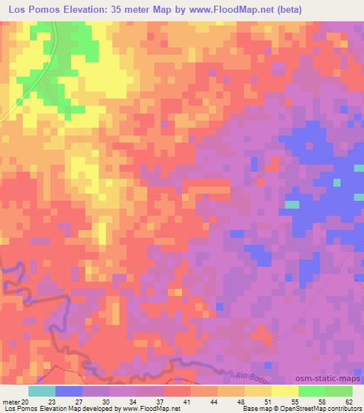 Los Pomos,Dominican Republic Elevation Map