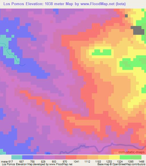 Los Pomos,Dominican Republic Elevation Map