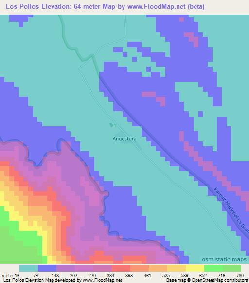 Los Pollos,Dominican Republic Elevation Map