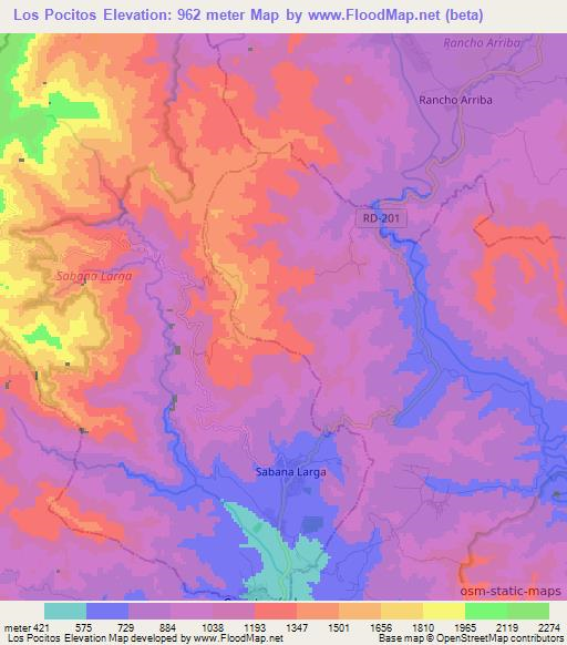 Los Pocitos,Dominican Republic Elevation Map