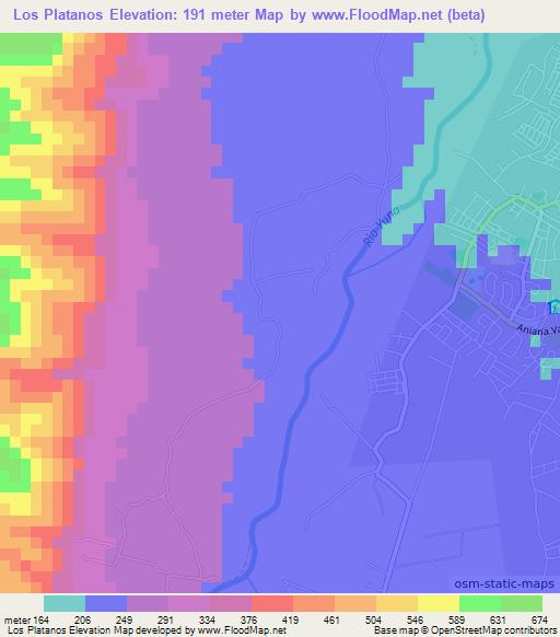 Los Platanos,Dominican Republic Elevation Map