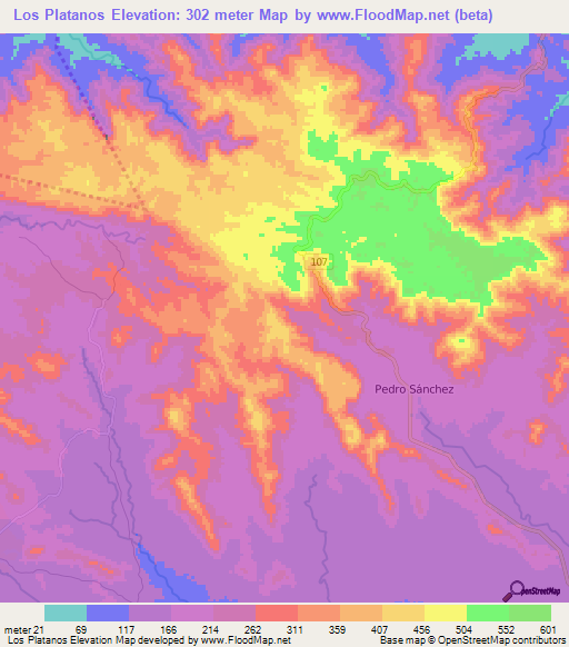 Los Platanos,Dominican Republic Elevation Map