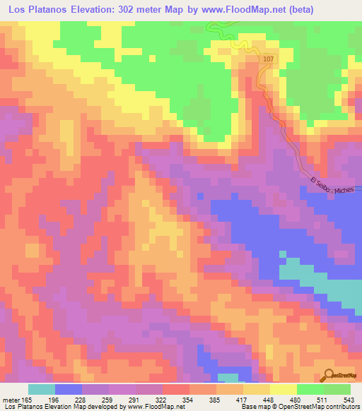 Los Platanos,Dominican Republic Elevation Map