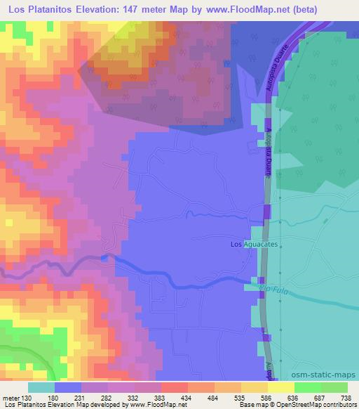 Los Platanitos,Dominican Republic Elevation Map