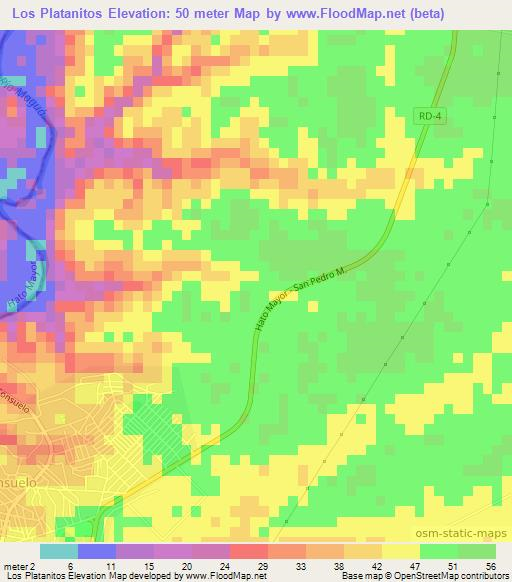 Los Platanitos,Dominican Republic Elevation Map